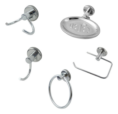 Kit Acessórios Para Banheiro Metal Aço Inox 5 Peças Oferta 0