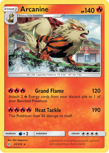 Pokémon Card Tcg - Arcanine - Sun And Moon 22/214 0