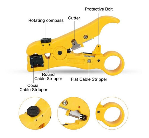 Pinza Pelacable Rotativa Profesional Coaxil Rg 11/7/59/6 Utp 4