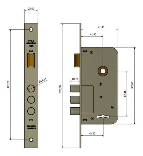 Star Cerradura 310S Para Seguridad 3 Pasadores 1