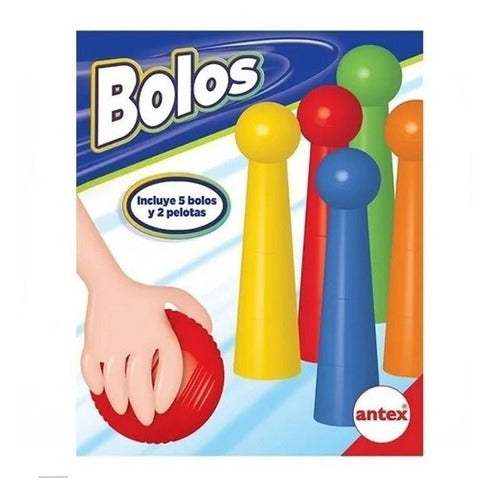 Set Bolos Bowling 5 Bolos Y 2 Pelotas Antex 1590 Rayuela 1