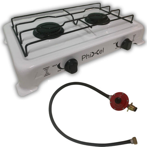 Phixel Gas Two-Burner Cooktop + 1 Meter Regulator 0