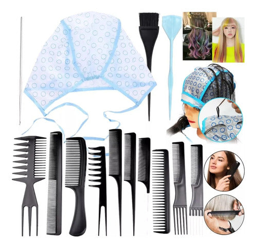 Hair Highlights Cap Kit and Hairdressing Comb Set 0