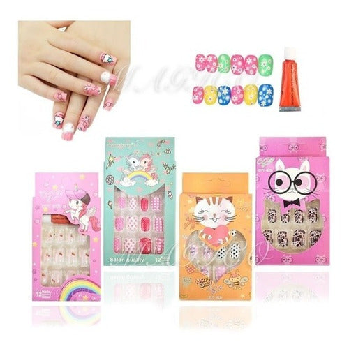 City Girls Printed Fake Nails Set X3 for Girls with Glue 0