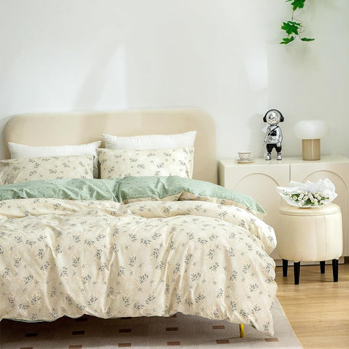 Jane yre Queen Floral Duvet Cover Set, 100% Cotton 3 Pieces 1