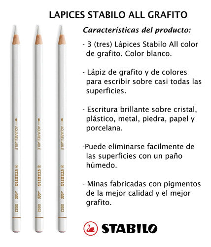 Stabilo 3 White Watercolor Graphite Pencils 1