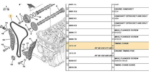 Peugeot Cadena De Distribución 308 408 508 Thp Rep Floresta 1