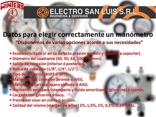 Manómetro C/glicerina 63mm Diam 0/230psi Pfq806r3r1s Winters 2