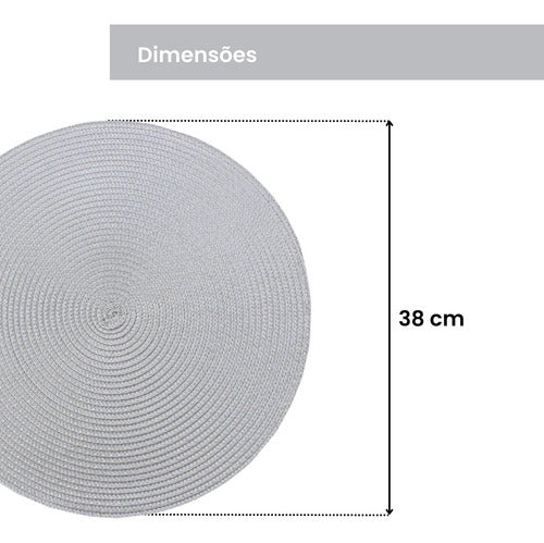 Jogo Americano Lugar Americano Sousplat Redondo 2peças Cinza 2