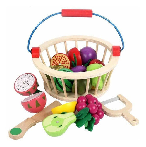 Juego Canasto De Madera Con Frutas Para Cortar Cadaques Kids 1