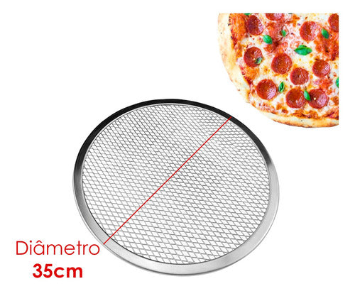 Kit 5 Peças Tela Para Pizza Redonda 35 Cm Alumínio 2