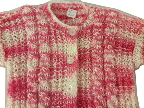 Generic Handknit Baby Cardigan With Degrade Pink Dots Size 1 Liquid 4