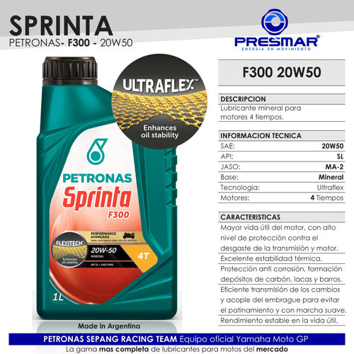 Aceite Petronas Yamaha Ybr 125 F300 20w50 X1l 1