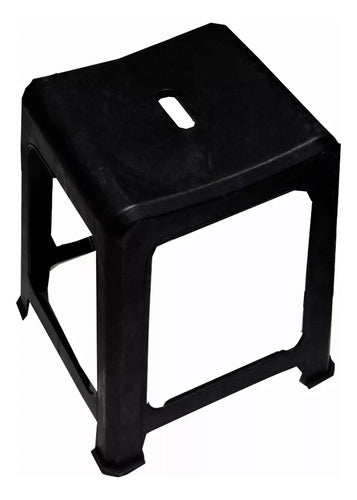 Set of 6 Rectangular Stackable Plastic Stools 46 cm for Garden Meetings 0