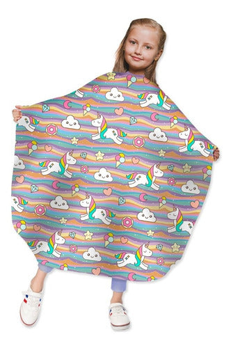 Las Kapas Unicorn Kids Barber Shop and Hairdressing Water-Resistant Cutting Cape 0