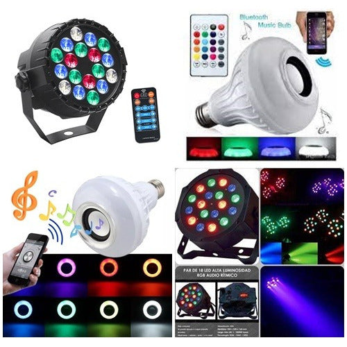 Led Combo Fiestas Bola Espejos C/bluetooth + 1 Flash + Luz Led 0