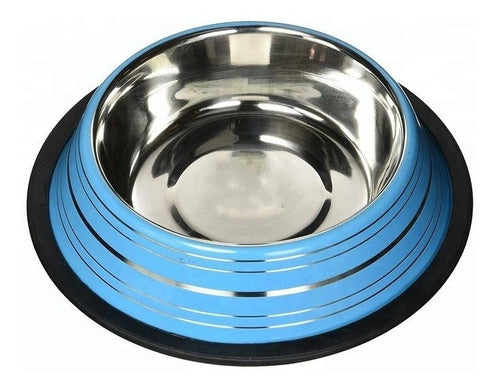 Stainless Steel Dog Feeder with Line Design Color 34cm 20