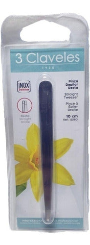 3 Claveles Professional Straight Tweezers 12260 10 Cm 1