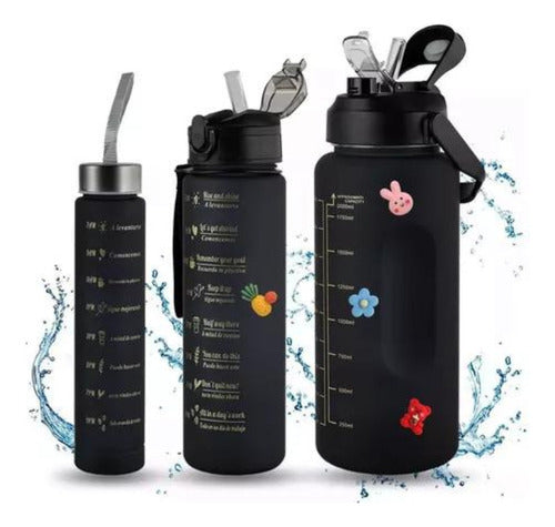 Alma Libre Home Set X3 Motivational Sports Water Bottles with Measurement Schedules 1