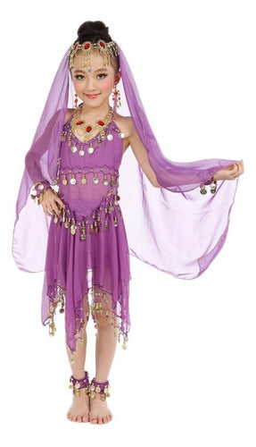 Girls Belly Dance Costume Set with Gold Coins 10