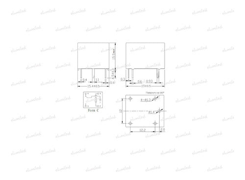 Elumiled 4 Reles Bobina 24V 10A 240V 1 Inversor (12A 24V) HJR-21FF-S 2