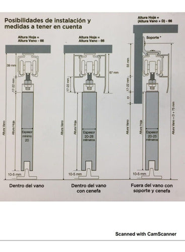 Roma Quattro Sliding Door Hardware Kit 2 Mts Complete 2