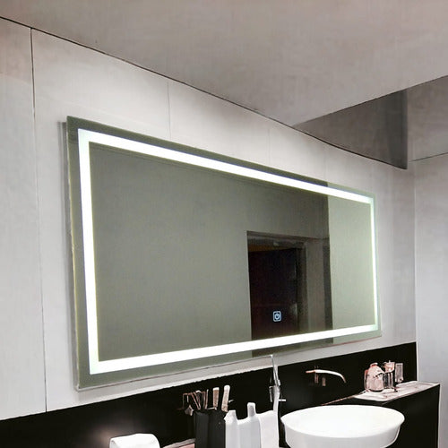 Rectangular LED Touch Light Mirror 80x60cm Cool or Warm White 2