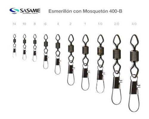 Esmerillon C/ Mosqueton Sasame 400b N 3/0 Resist. 43 Kg 1