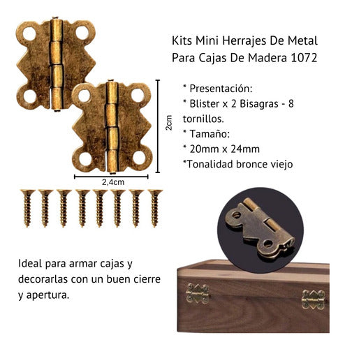 Herraje Bisagra De Metal 20x24 Para Caja De Madera 1072 1