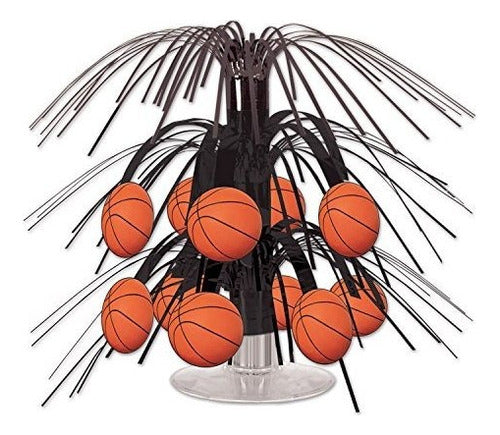 Beistle Basketball Mini Cascade Centerpiece, 7 1/2-Inch, Black / Brown 0