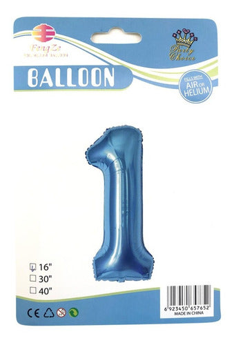 Tu Mundo Metallic Number Balloons 41 Cm Blue 3