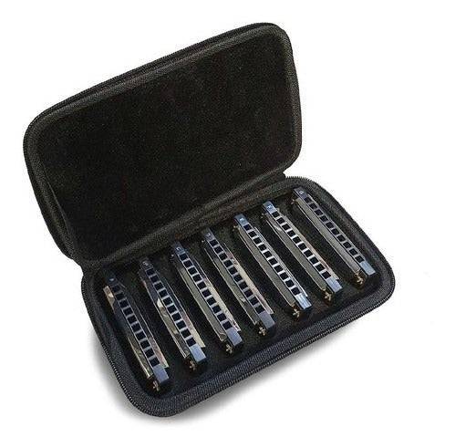 Stagg Set of 7 Harmonicas A Bb C D E F G with Case 1