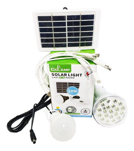 CARGADORES SOLARES Panel Solar Con Luz + Foco Led Camping 2 Lamparas Camping 1