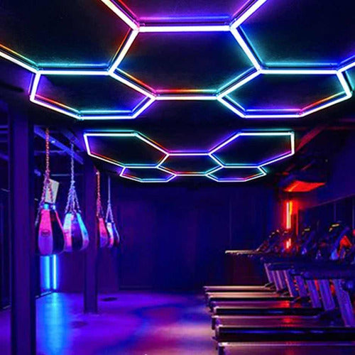 Luz Led Rgb Techo O Pared Panel Hexagonal Gym Club Barberia 4