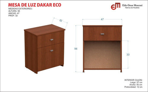 Mosconi Combo Dormitorio Set Mesa De Luz X2 Dakar 1