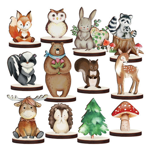 Decoraciones De Madera Para Bebé, 12 Figuras De Animales, 3- 0