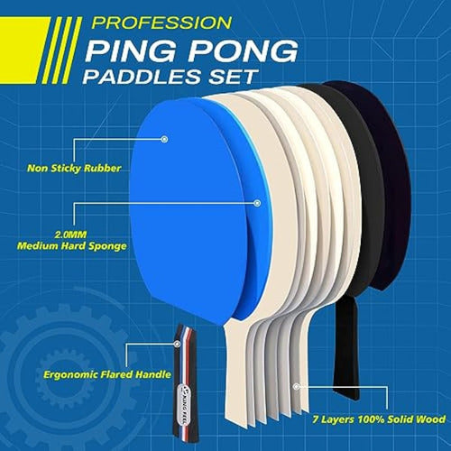 GENÉRICA Portable Table Tennis Paddle Set, 2 Rackets 1