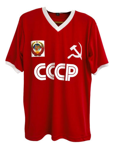 Red CCCP USSR T-shirt with Retro V-Neck 3