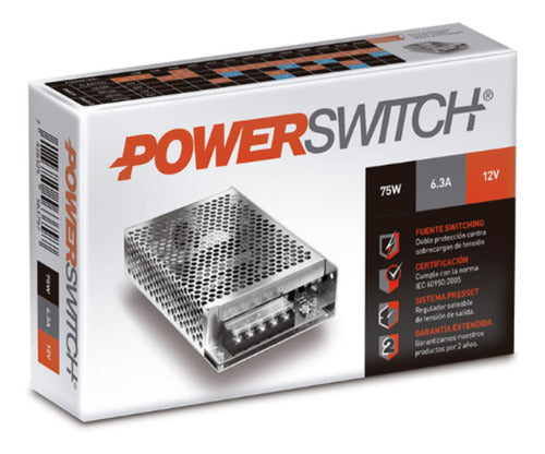 Fuente Macroled  Power Switching Metalica 12v -75w -6.3a 0