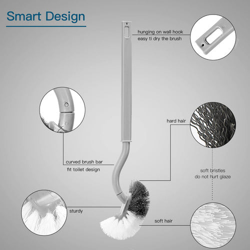 WOBEVB 2 Curved Toilet Brushes Without Holder for Cleaning P 1