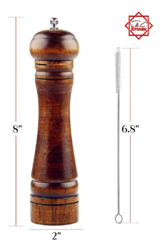 Molino De Pimienta O Sal De Madera, 20 Cm Alto, Ajustable 1