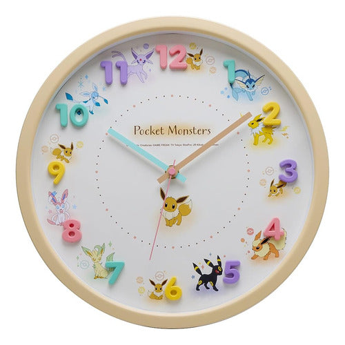 T's Factory 2926223 Reloj De Pared, Beige, Pokemon Eevee Ami 0