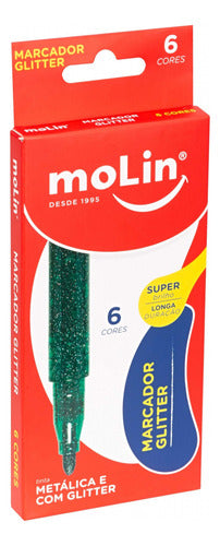 Marcador Glitter Caixa Com 6 Cores - Molin 0