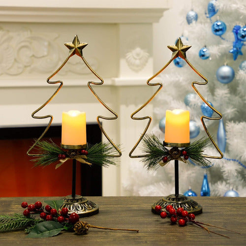 Candelabro Navideño Luces Batería 40cm Pack X 2 Unidades 5