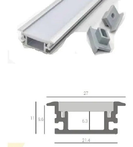 Perfil Aluminio Para Piso Largo Apto Led 2835 5050 5630 3mts 0