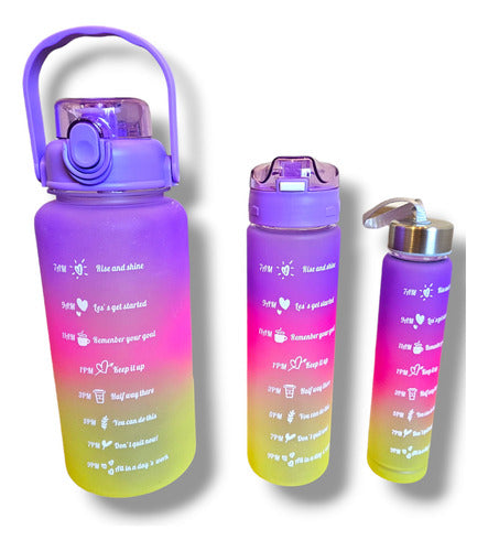 Set of 3 Motivational Sports Water Bottles with Time Tracker 76