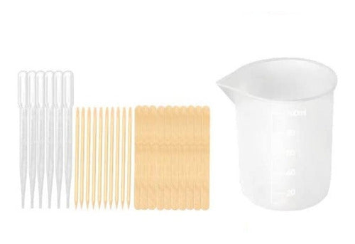 Kit Mezcla Resina 1 Vaso Silicona 100ml 5 Pipetas 10 Palitos 0