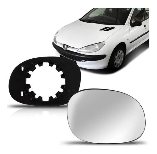 DAM Left Mirror Glass with Base for Peugeot 206 207 0