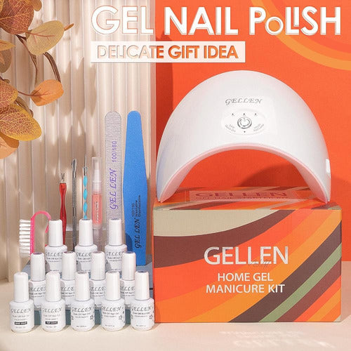 ~? Gellen 10 Colores Gel Nail Polish Kit Con Luz Uv / Led, S 2