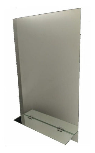 Bathroom Mirror 60x40 with Stainless Steel Shelf and Invisible Mounting, Complete! 0